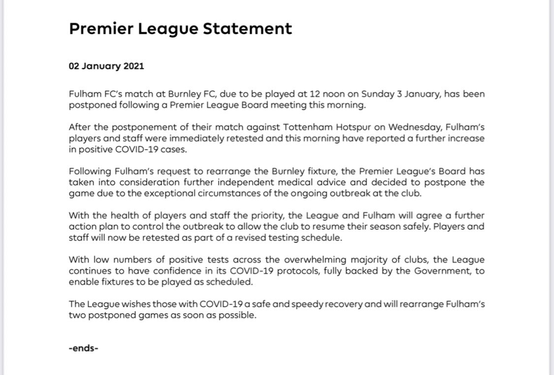 Premier league statement