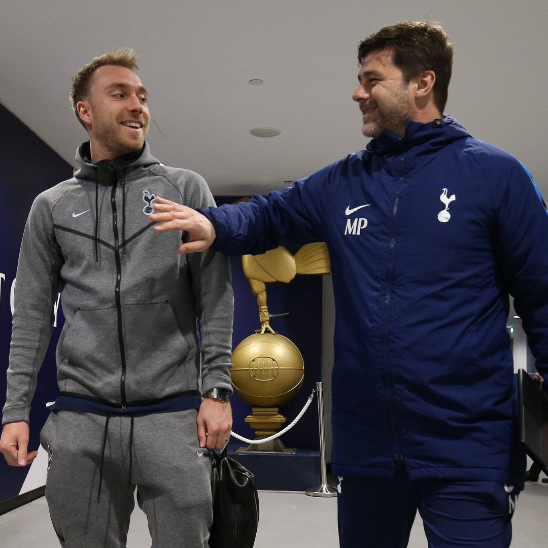 Christian Eriksen in Tottenham with former coach, Pochettino, then