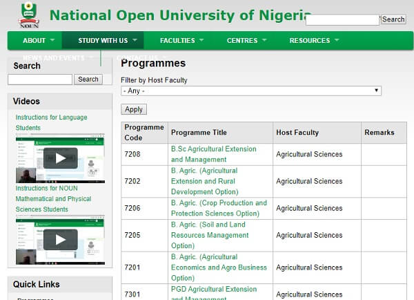 national open university programmes without jamb