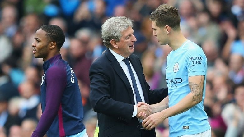 Crystal Palace manager, Roy Hodgson and Manchester City's John StonesCrystal Palace manager, Roy Hodgson and Manchester City's John StonesCrystal Palace manager, Roy Hodgson and Manchester City's John Stones