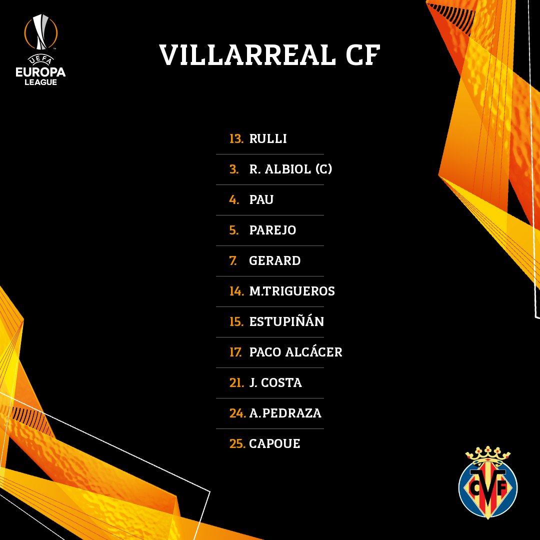 Villarreal team sheet