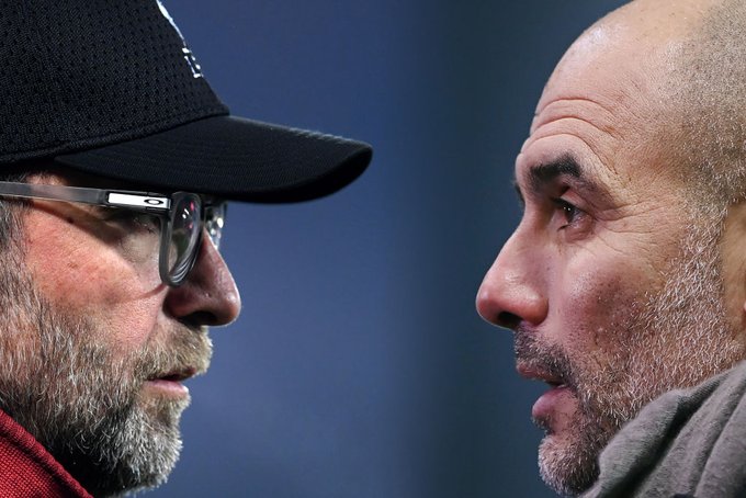 Liverpool manager, Jurgen Klopp and Manchester City's manager, Pep Guardiola