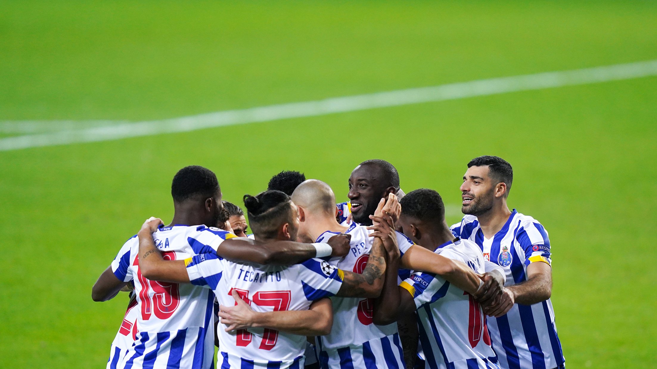 FC Porto celebrates in their win in the reverse fixture against Juventus