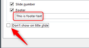  Select the "Don't Show On Title Slide" option.