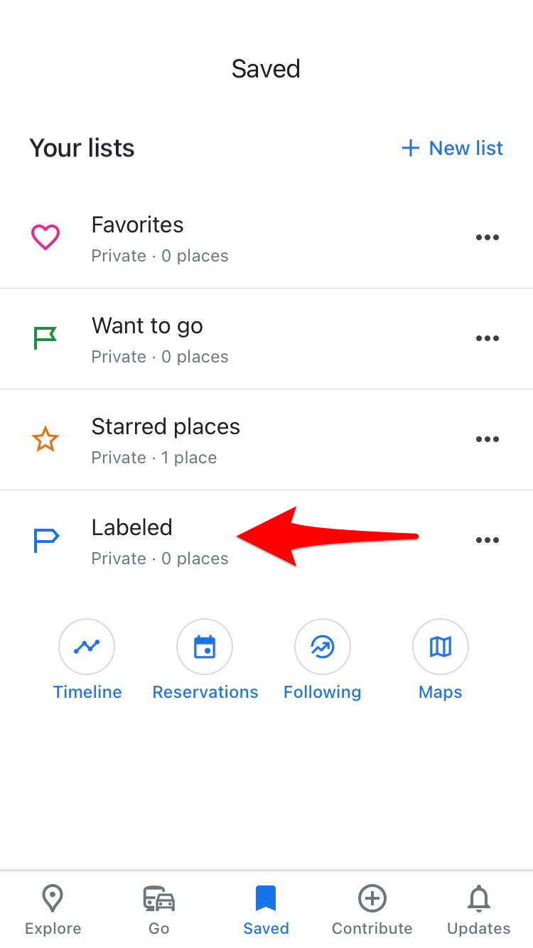 Click "Labeled" to add your home address.